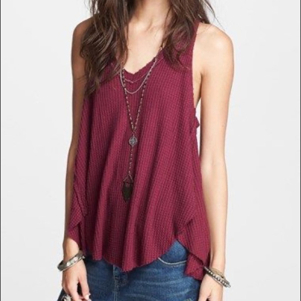Free People peach thermal hi-low tank size small
